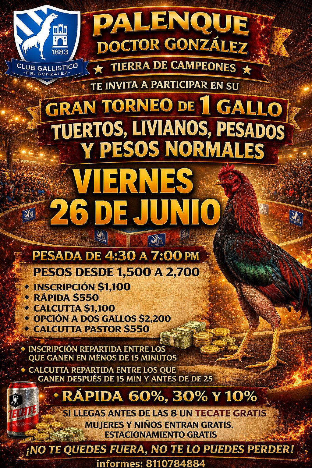 TORNEO DE 1 GALLO. TUERTOS,LIVIANOS,PESADOS